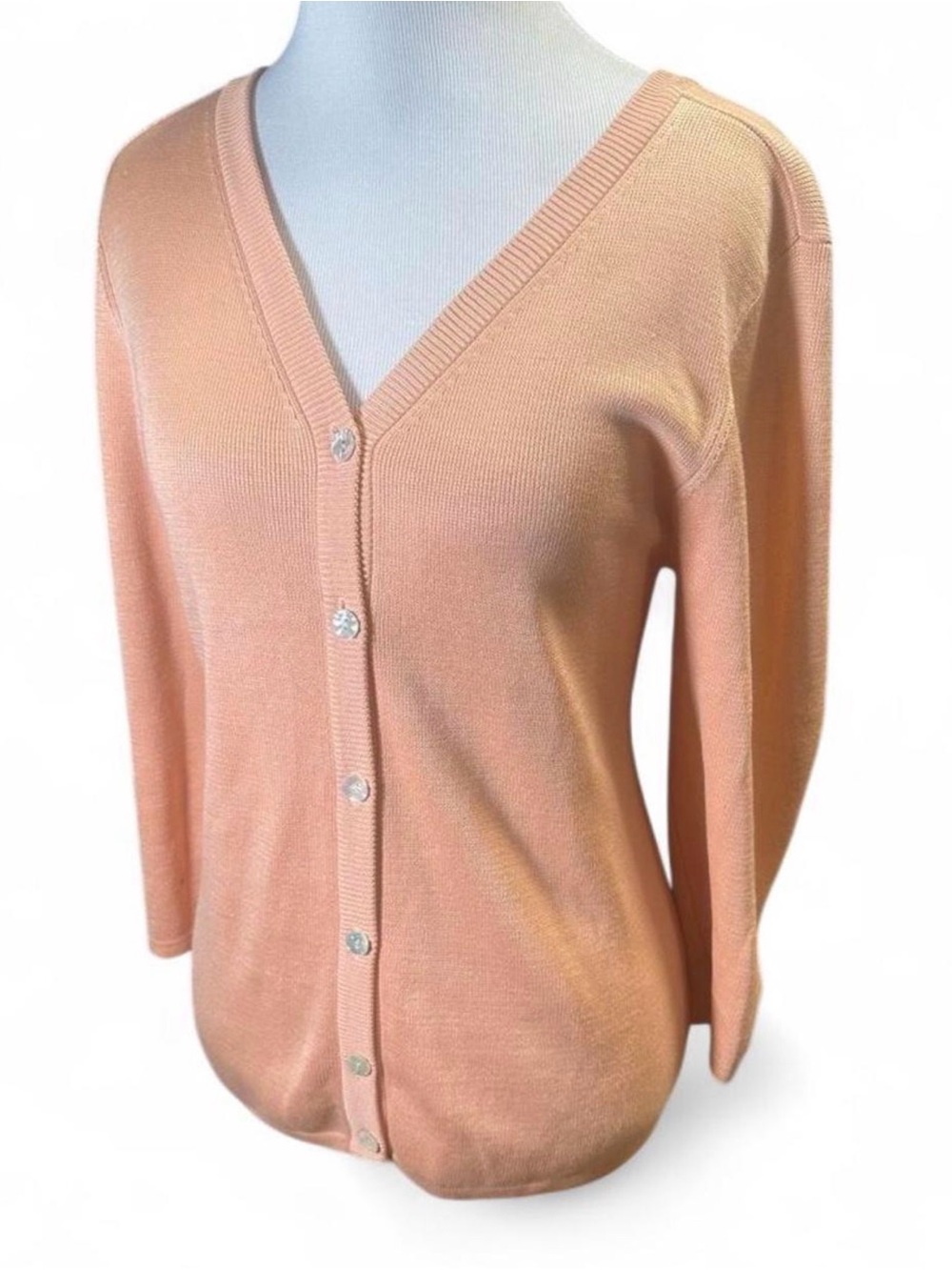 Tommy Bahama Silk Cotton Blend Peach Cardigan Sweater M